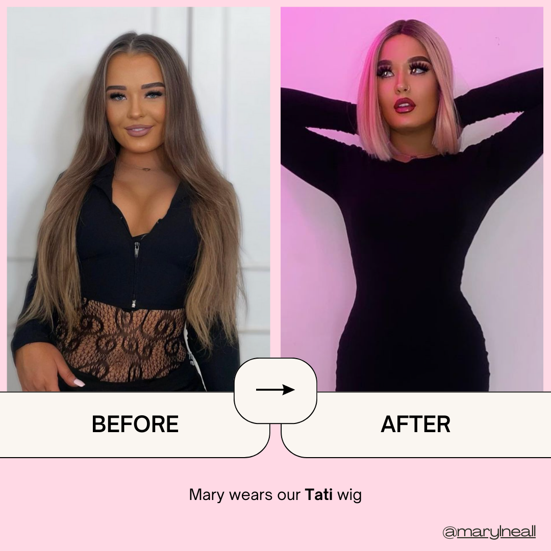 Tati - rooted pastel pink bob lace front wig