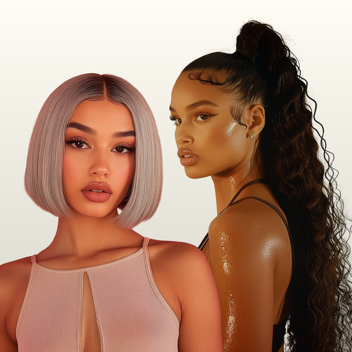 Grey Bob + Curly Ponytail Bundle
