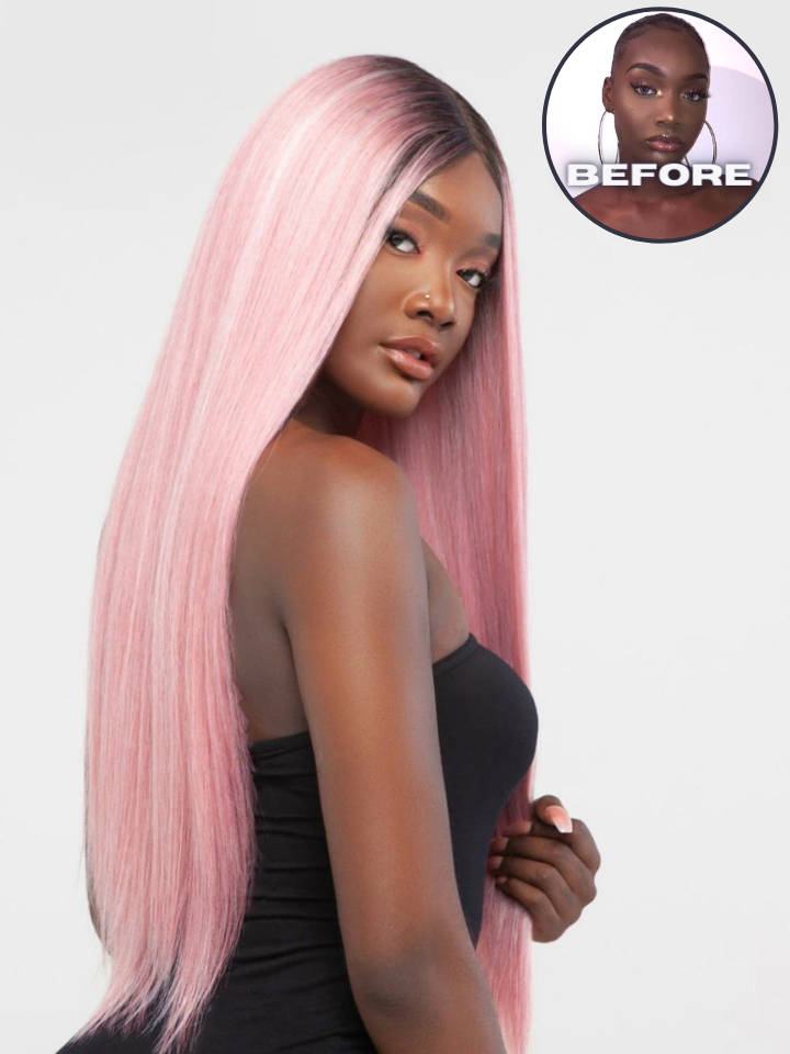 Nikita - rooted candy pink lace front wig